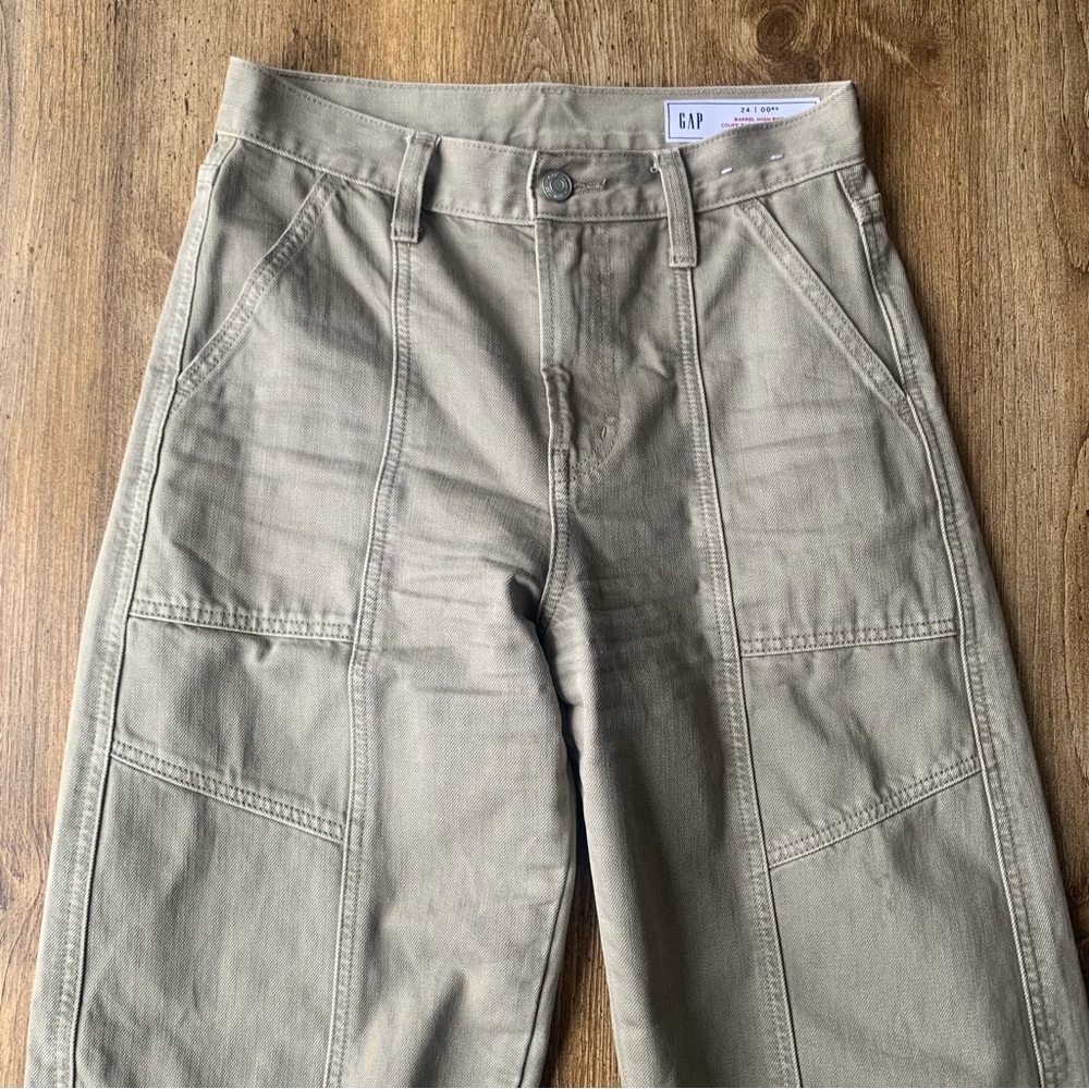 GAP Barrel High Rise Khaki Denim Jeans 00 24